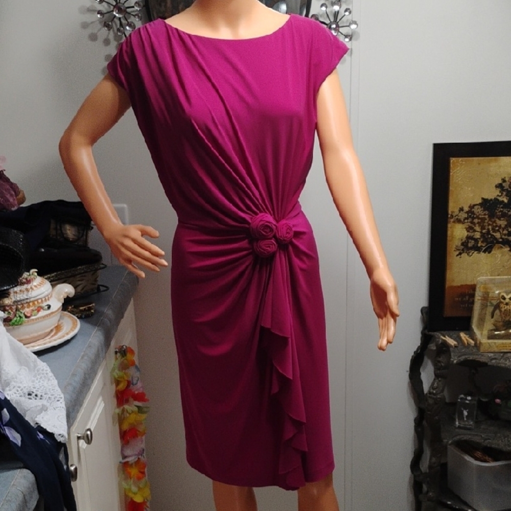 New Directions Fuchsia Midi Dress